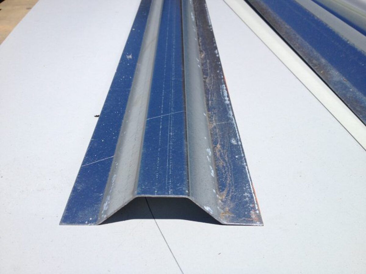 Close-up of a fabricated hat channel profile
